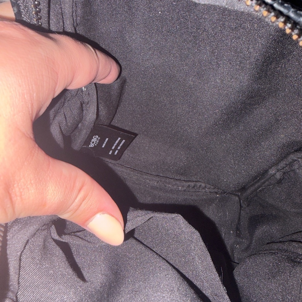 BCBG Paris Black Faux Snakeskin Mini Backpack Chain Detail - Picture 4 of 7